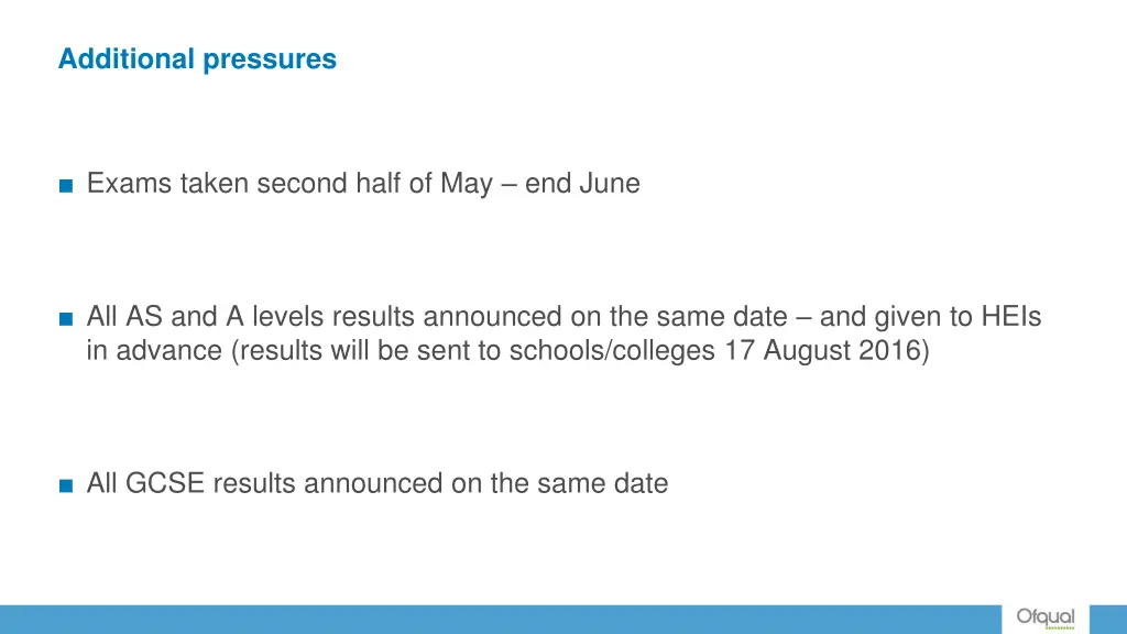 additional pressures