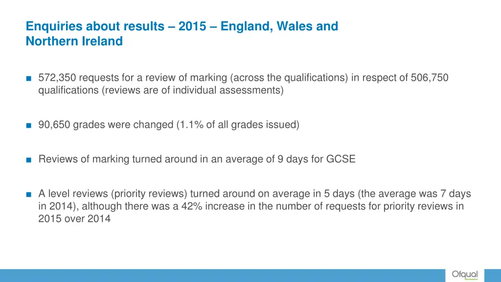 enquiries about results 2015 england wales