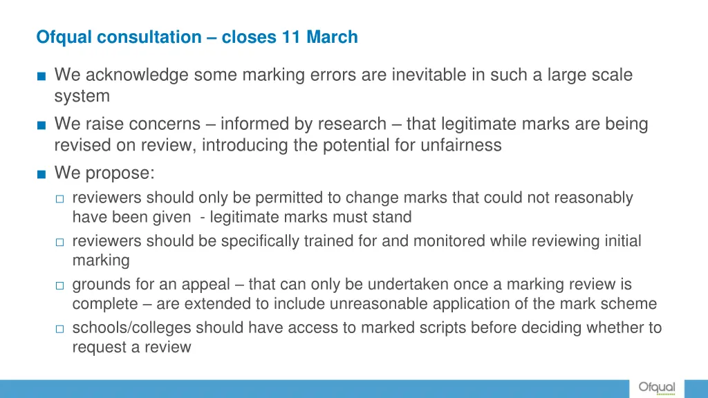 ofqual consultation closes 11 march