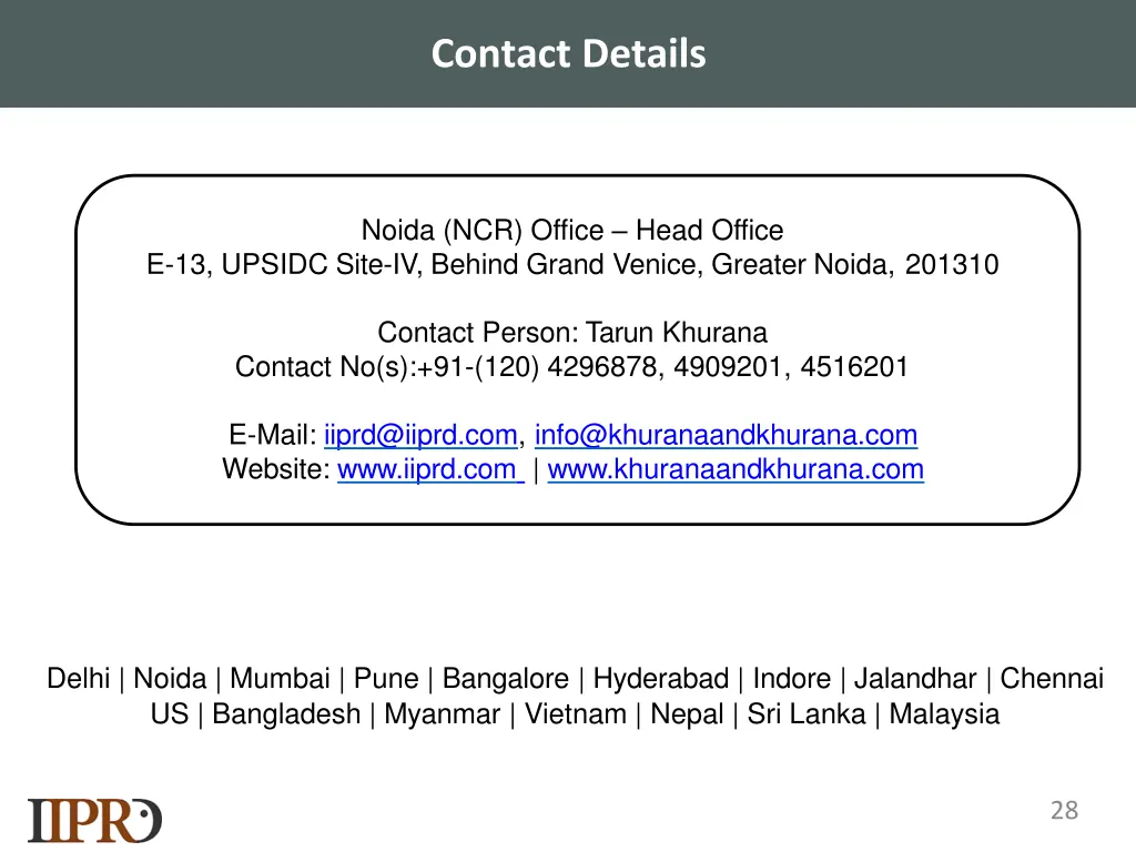 contact details