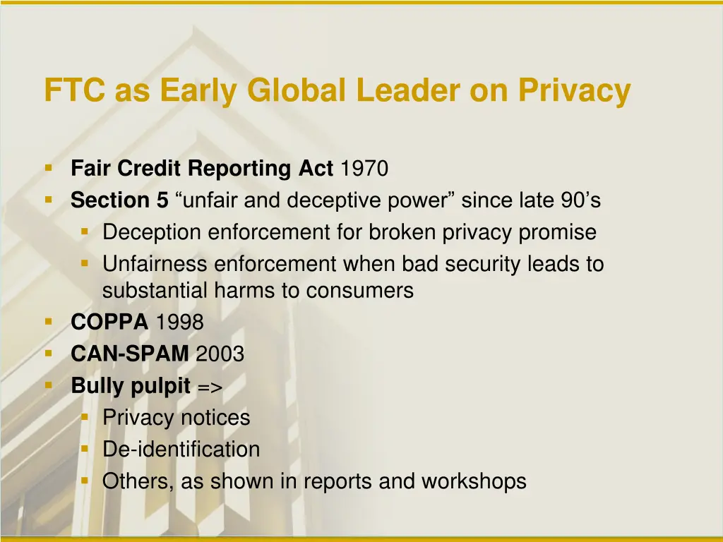 ftc as early global leader on privacy