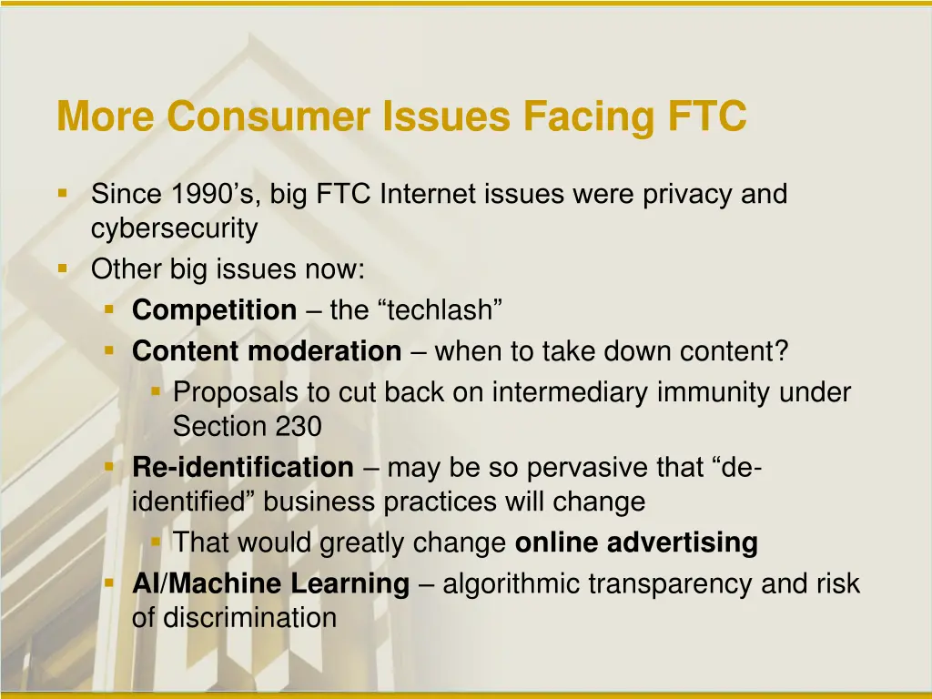 more consumer issues facing ftc