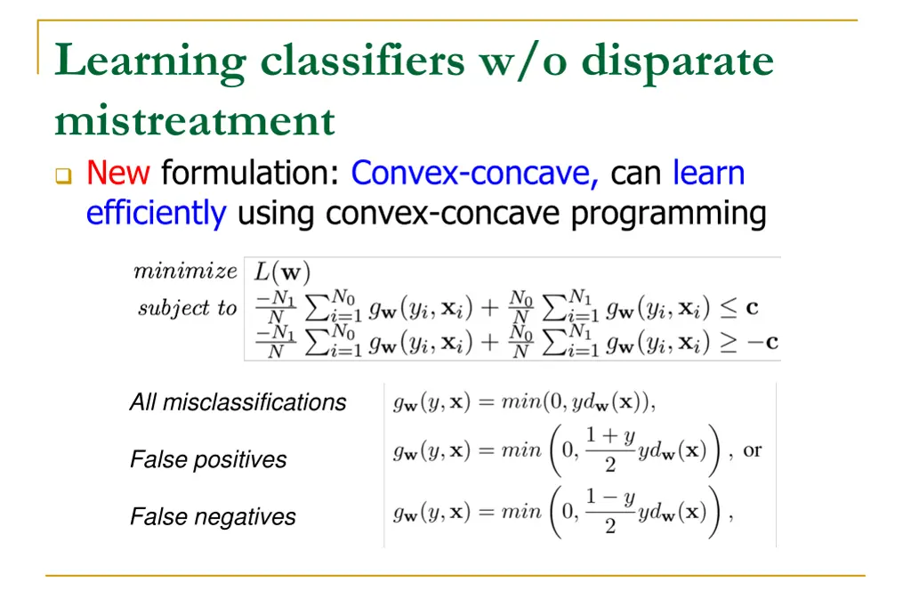 learning classifiers w o disparate mistreatment 2