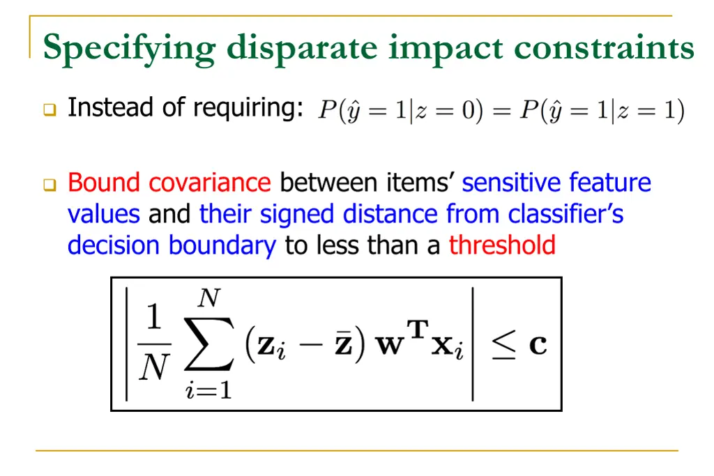 specifying disparate impact constraints