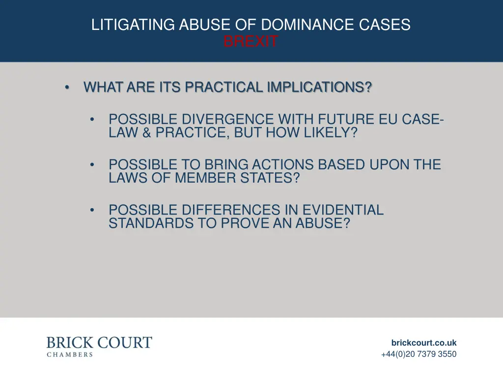 litigating abuse of dominance cases brexit