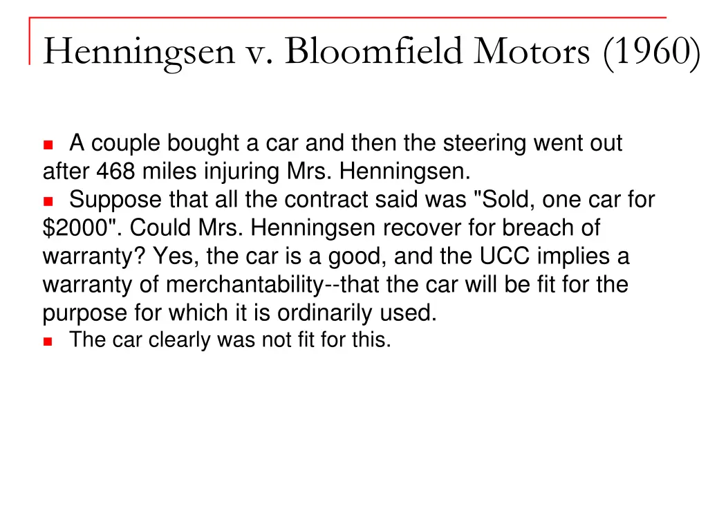 henningsen v bloomfield motors 1960