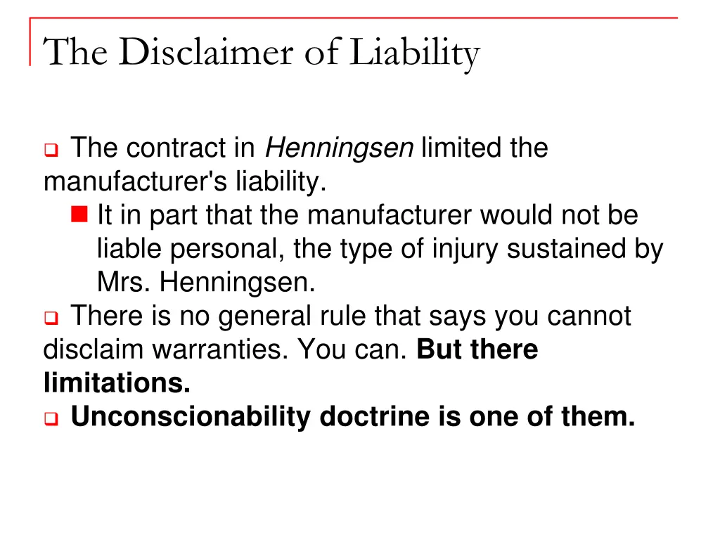 the disclaimer of liability