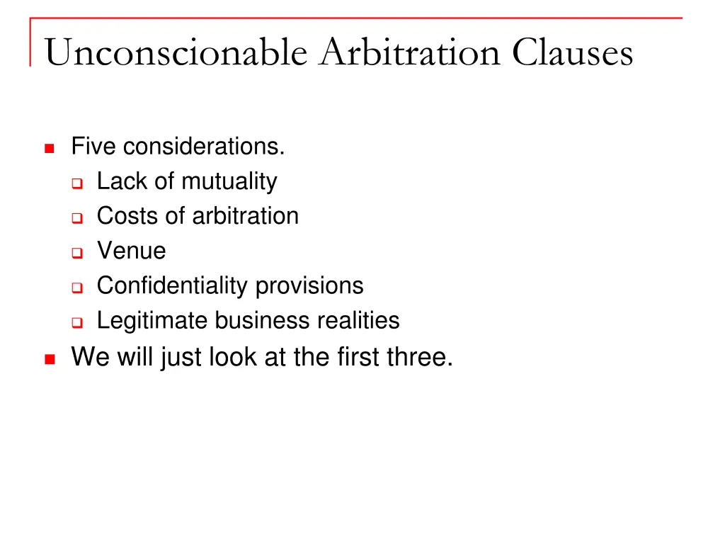 unconscionable arbitration clauses