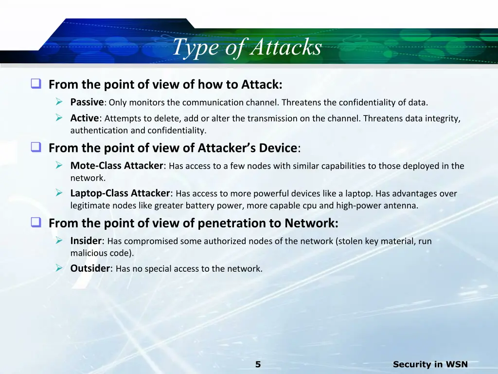 type of attacks