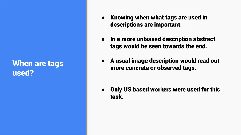 knowing when what tags are used in descriptions
