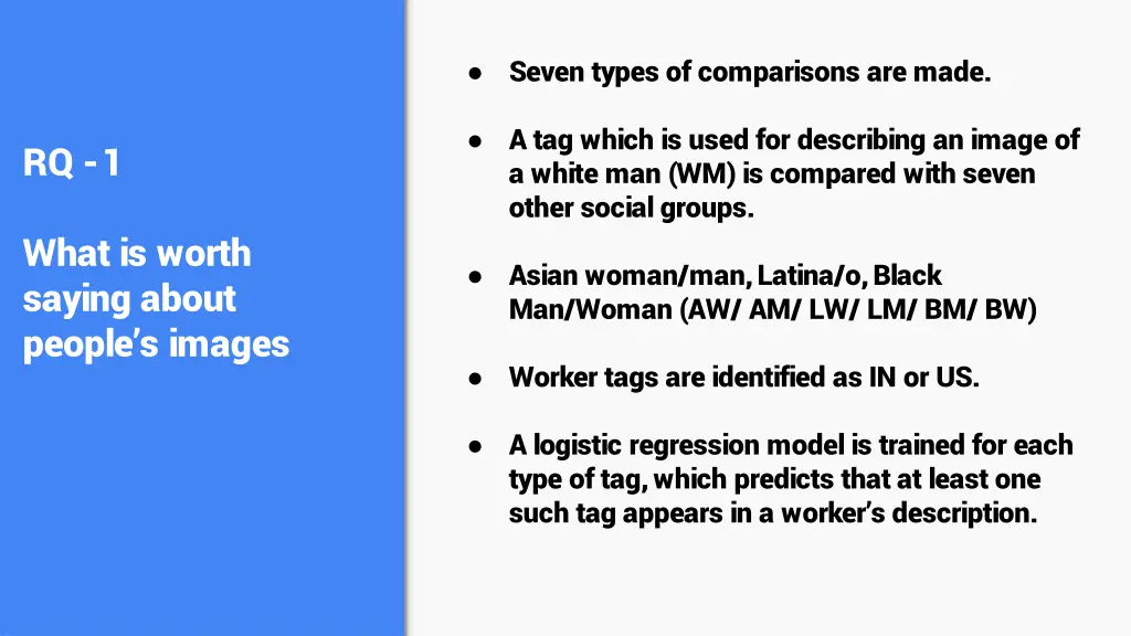 seven types of comparisons are made