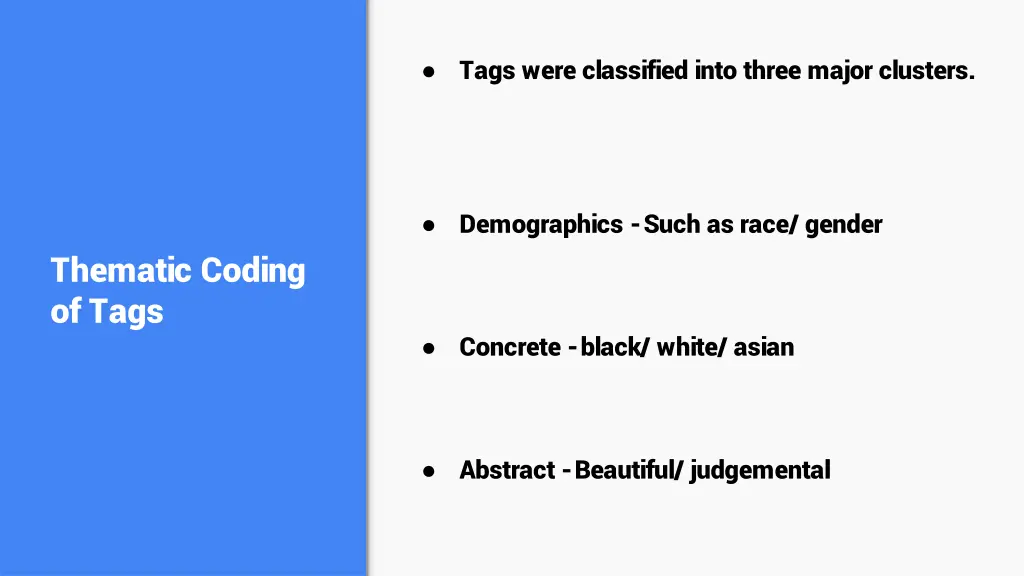 tags were classified into three major clusters