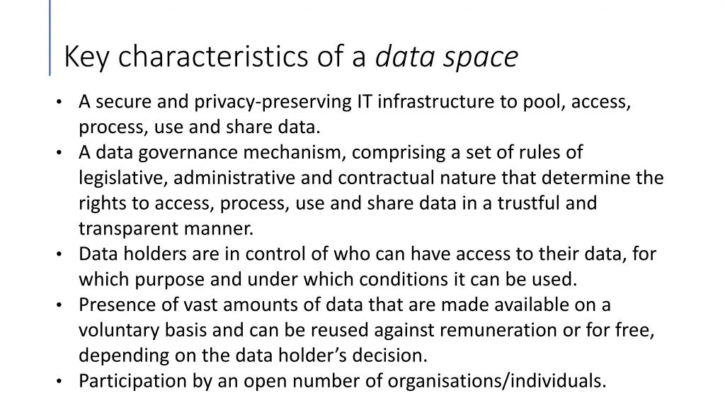 key characteristics of a data space