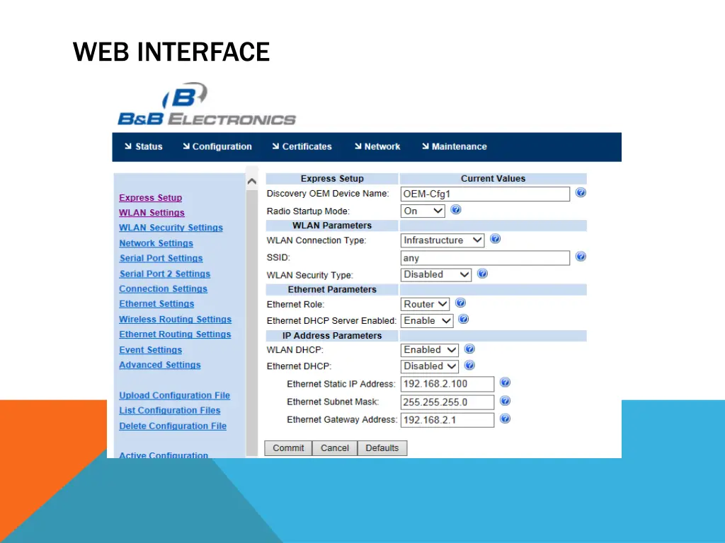 web interface