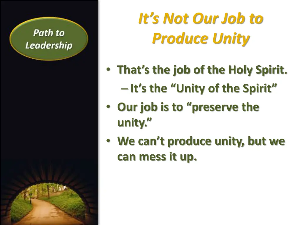 it s not our job to produce unity