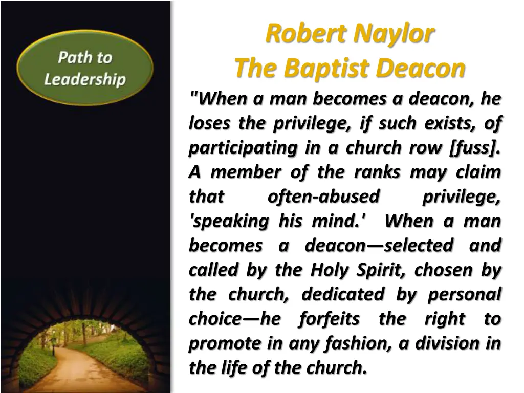 robert naylor the baptist deacon when