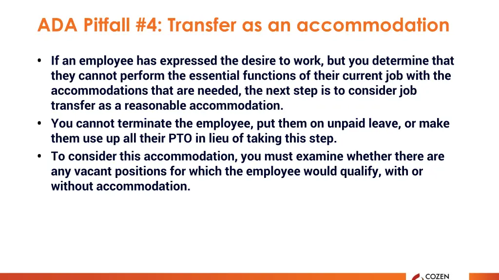 ada pitfall 4 transfer as an accommodation
