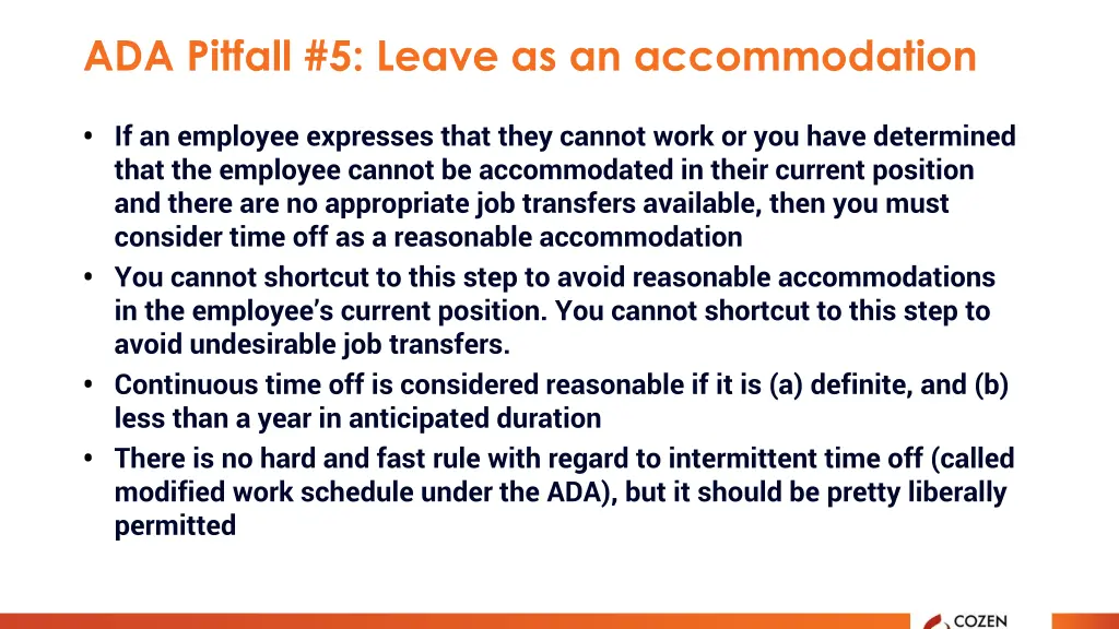 ada pitfall 5 leave as an accommodation