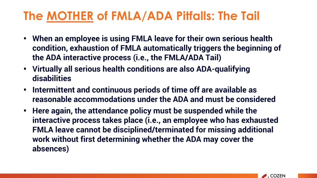 the mother of fmla ada pitfalls the tail