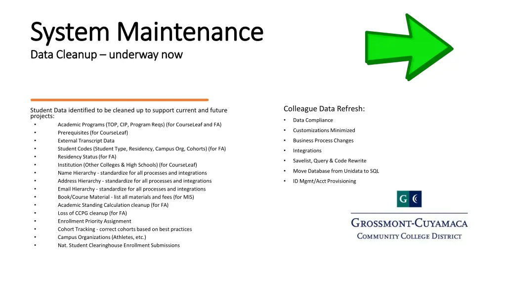 system maintenance system maintenance data