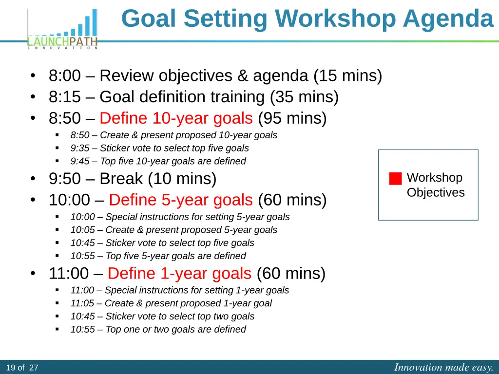goal setting workshop agenda