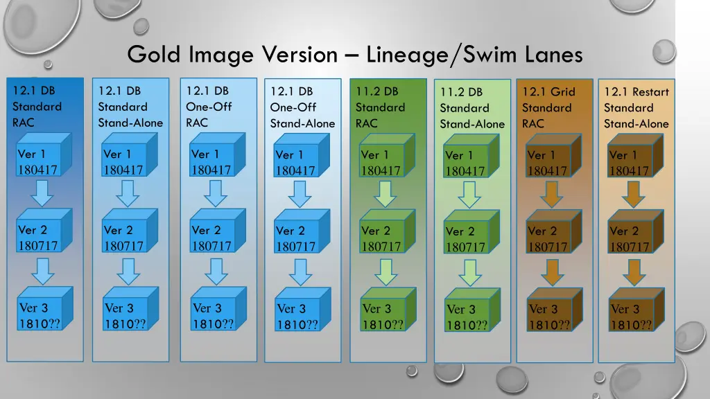 gold image version lineage swim lanes