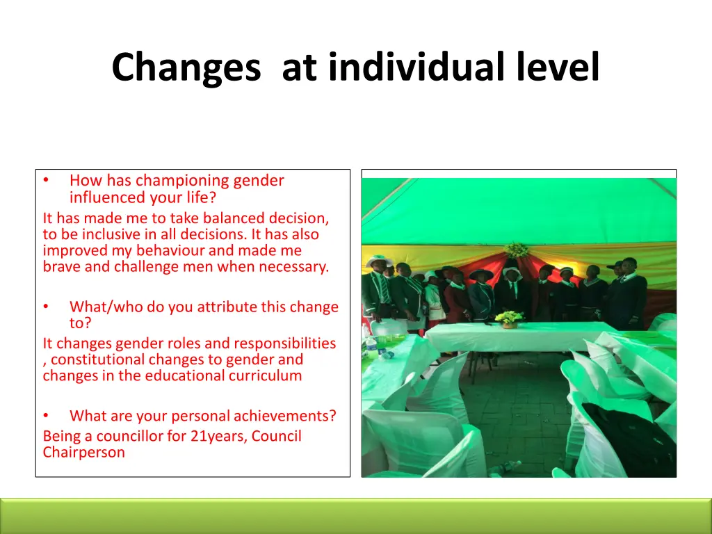 changes at individual level