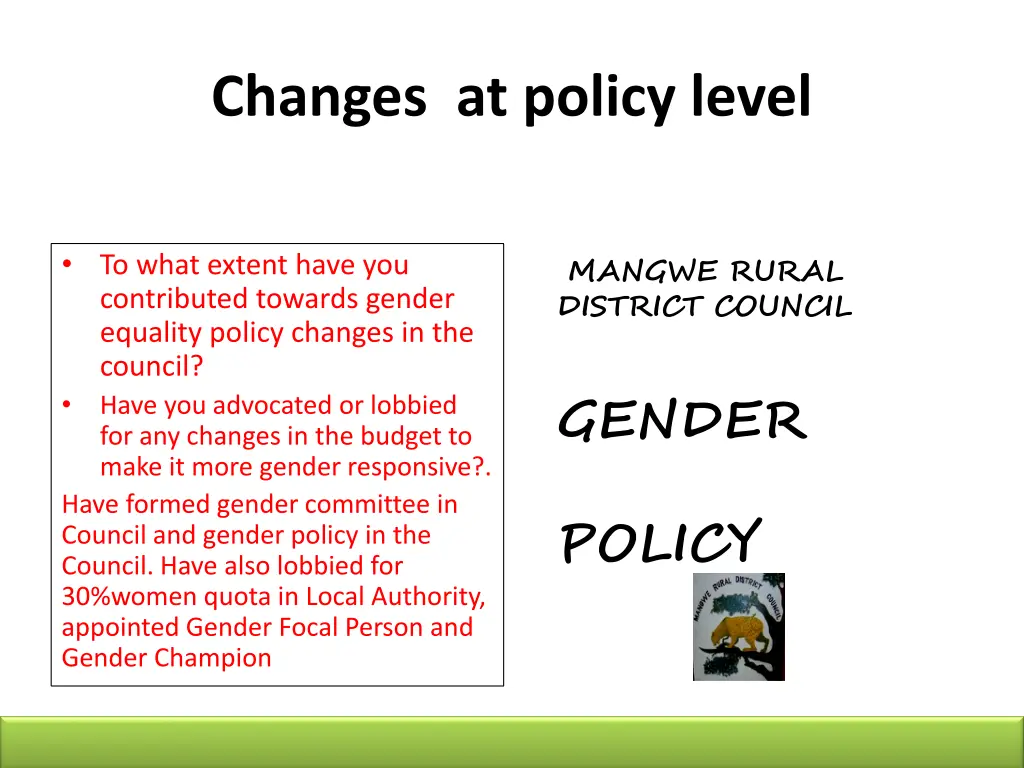 changes at policy level