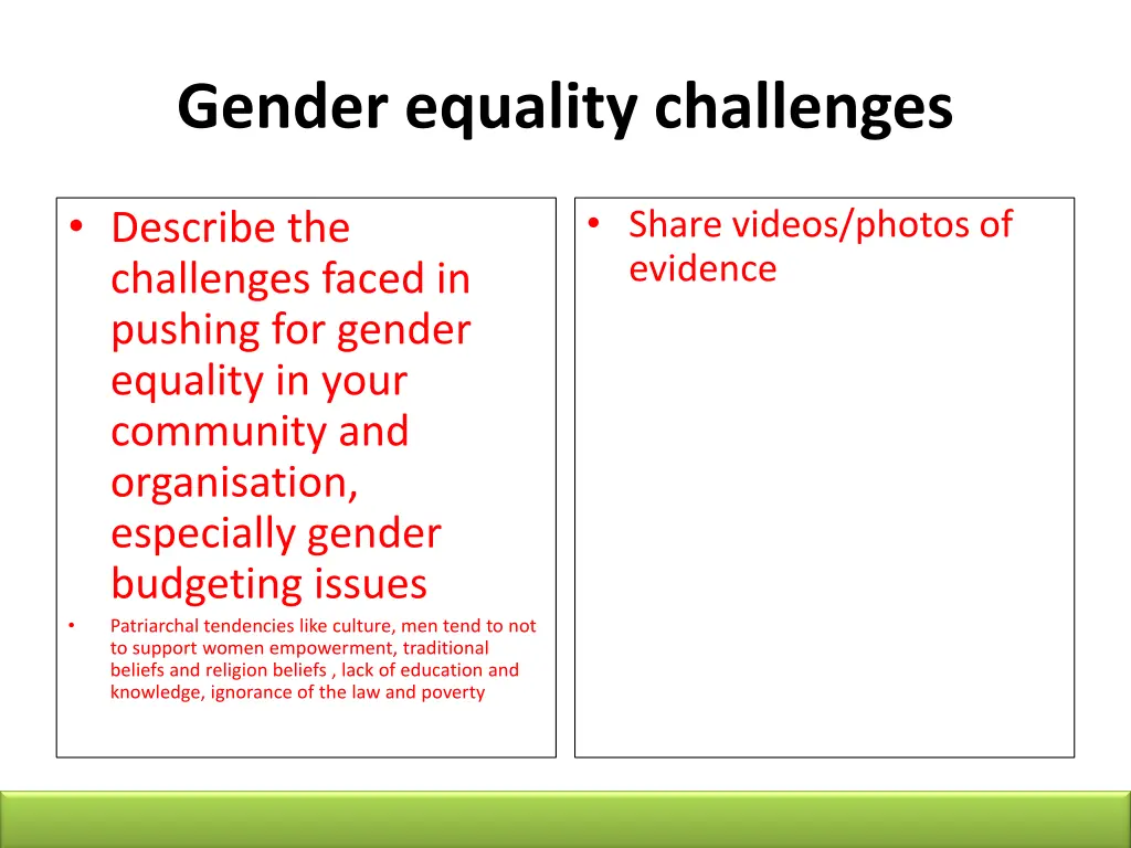 gender equality challenges