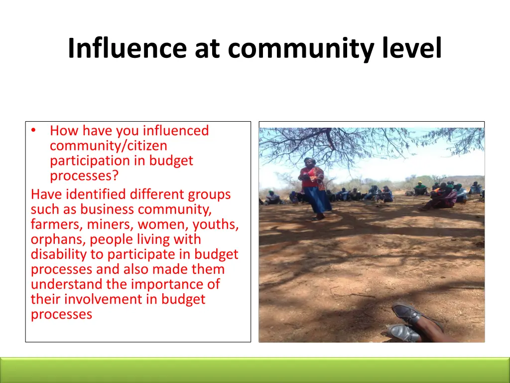 influence at community level