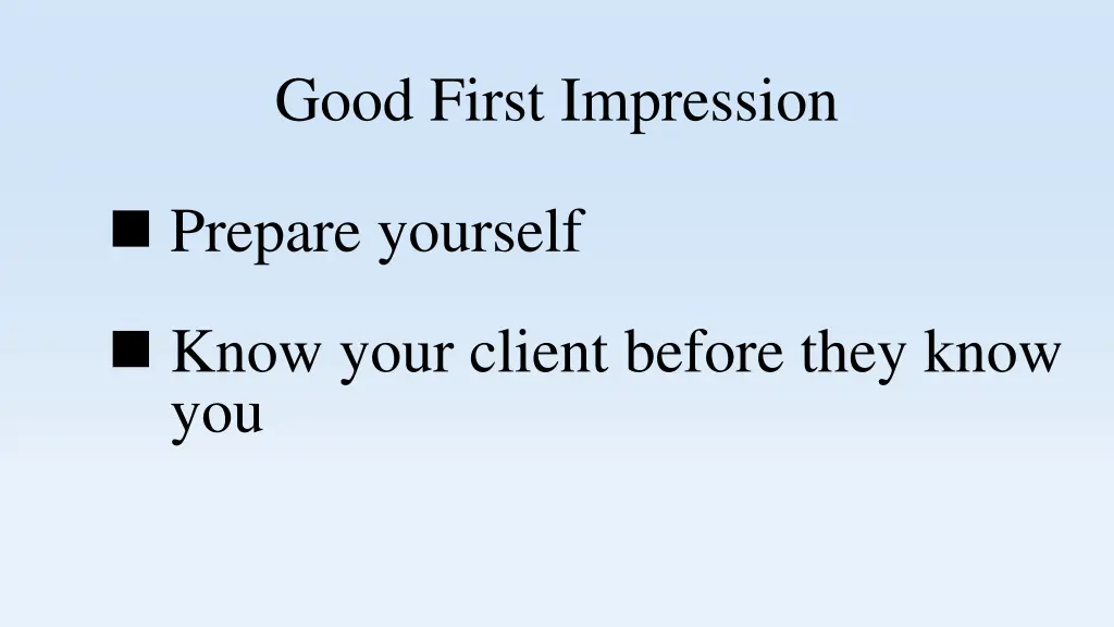 good first impression 1