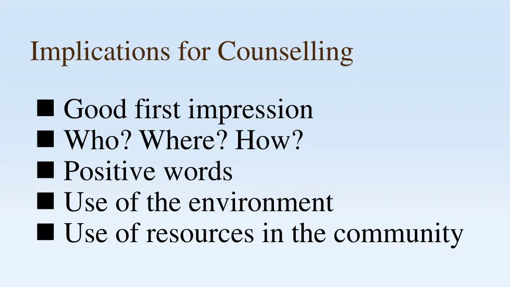 implications for counselling