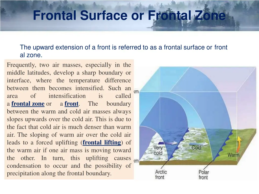 frontal surface or frontal zone