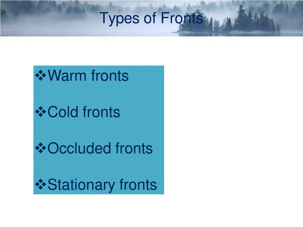 types of fronts