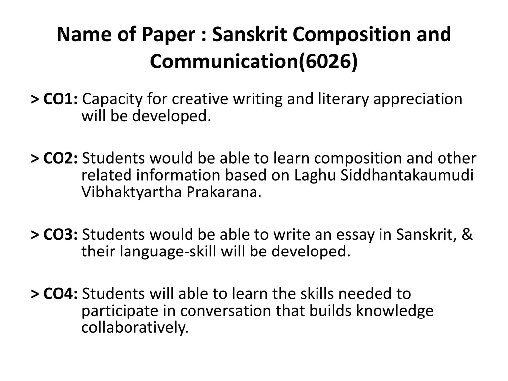 name of paper sanskrit composition