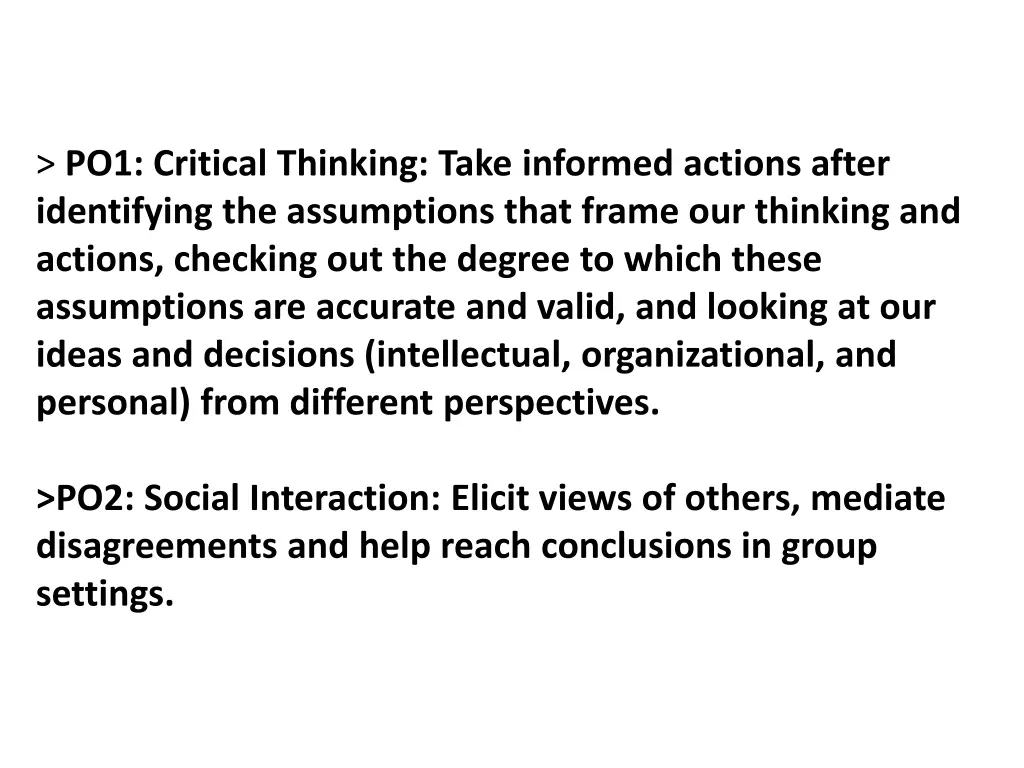 po1 critical thinking take informed actions after