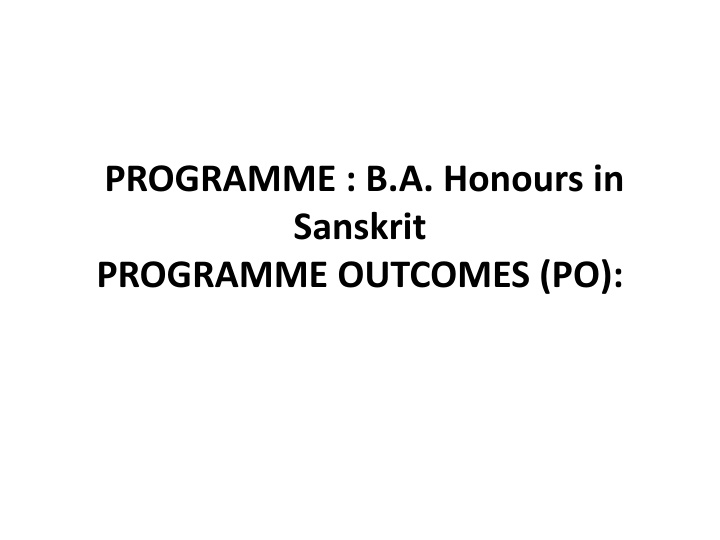 programme b a honours in sanskrit programme