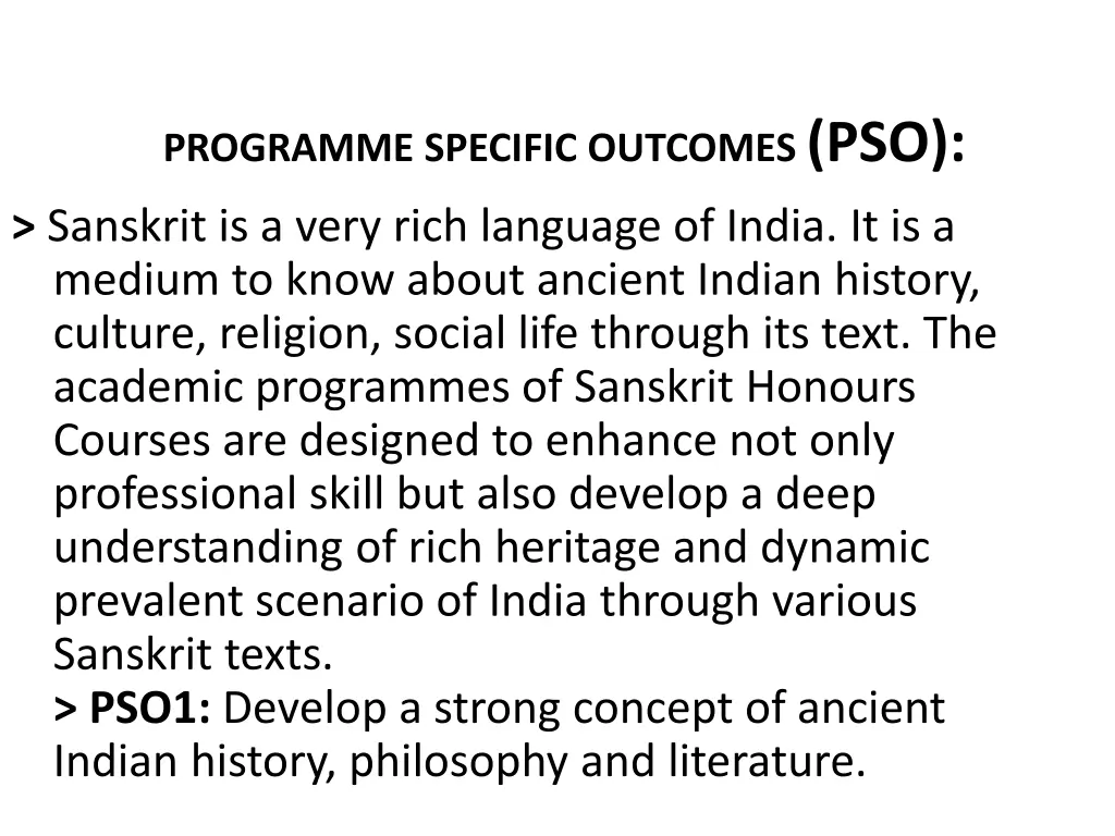 programme specific outcomes pso