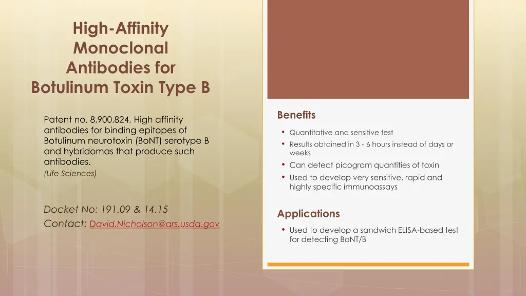 high affinity monoclonal antibodies for botulinum