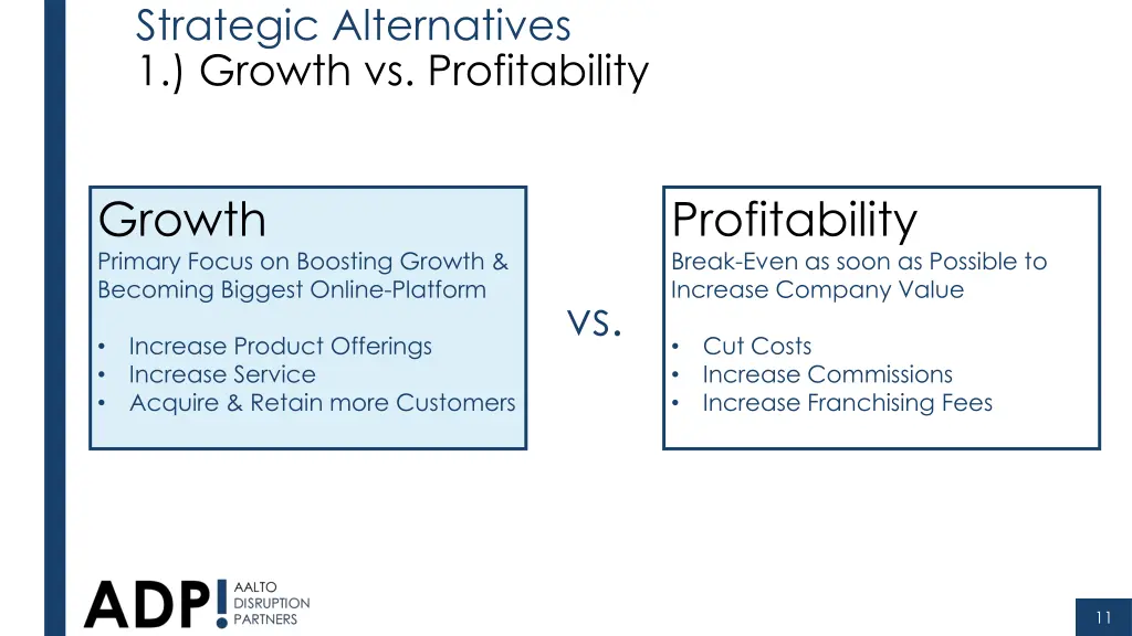 strategic alternatives 1 growth vs profitability 1