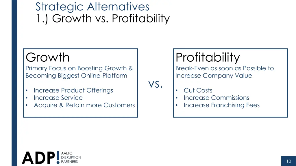 strategic alternatives 1 growth vs profitability