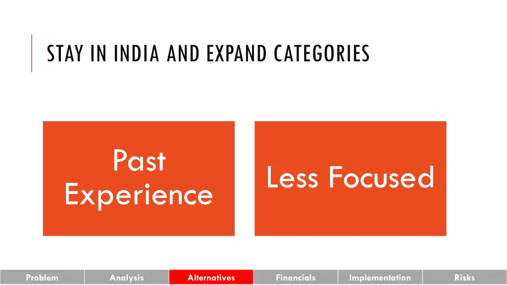 stay in india and expand categories
