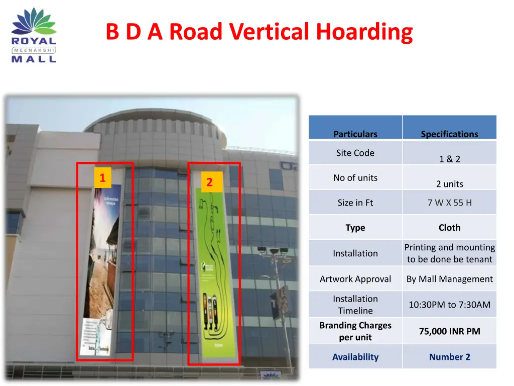 b d a road vertical hoarding