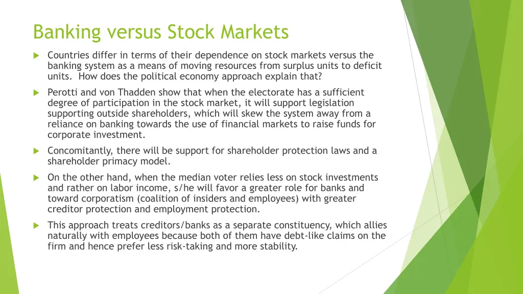 banking versus stock markets