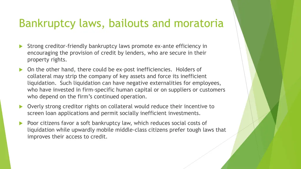 bankruptcy laws bailouts and moratoria 1