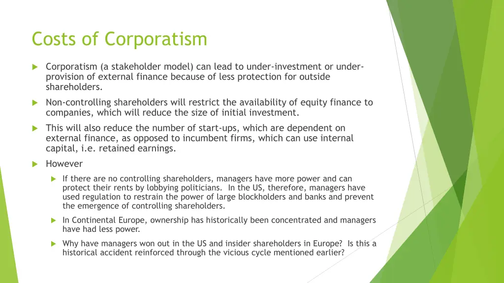 costs of corporatism