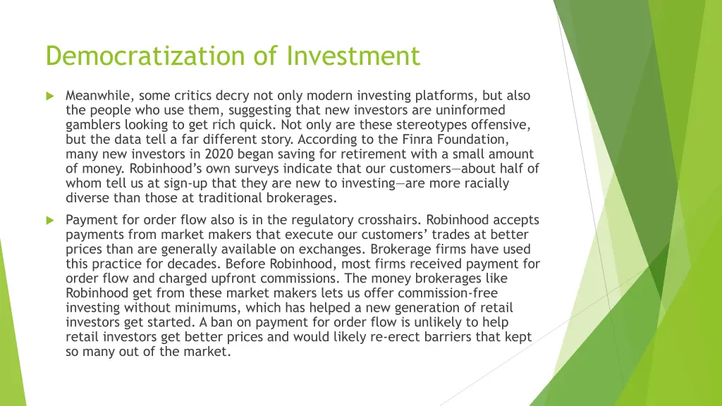 democratization of investment 1