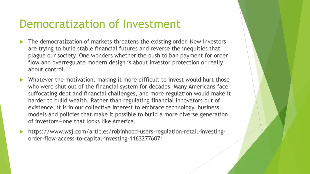 democratization of investment 2
