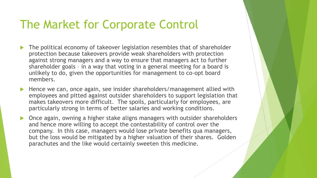 the market for corporate control