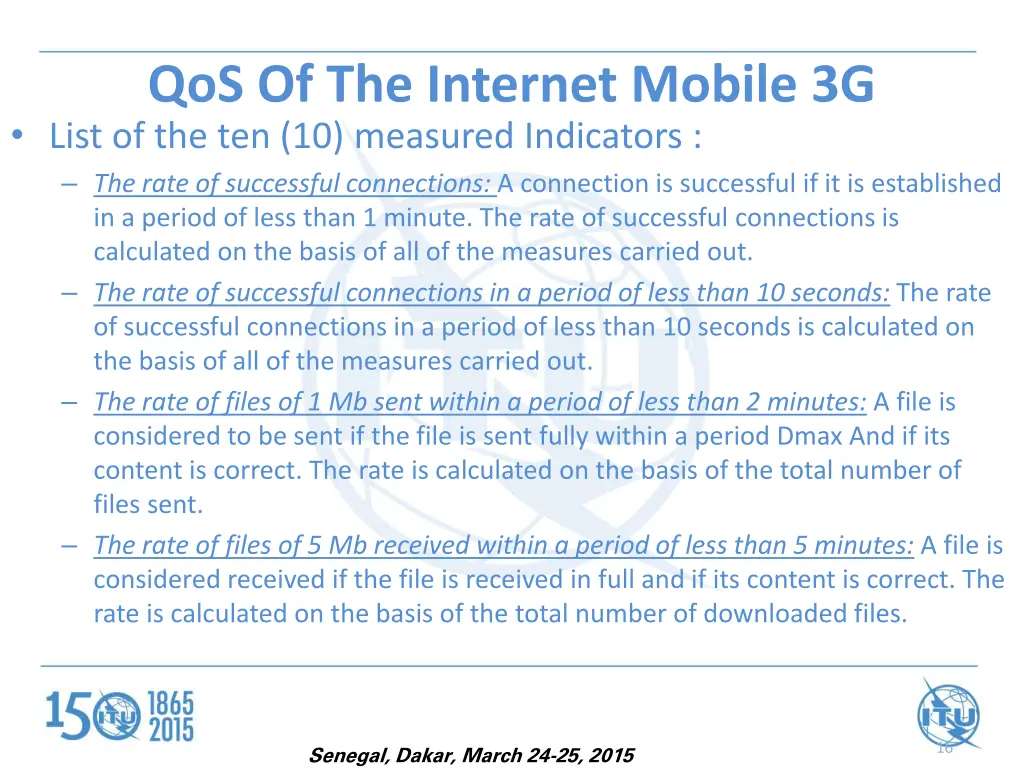 qos of the internet mobile 3g list
